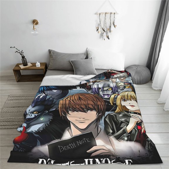 Death Note Cartoon Printing Throw Blanket, All Seasons Flannel Fleece Blanket, Soft & Warm Plush Blankets for Couch Sofa Bed Camping Travel, 40"x30"