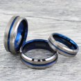 thumbnail image 3 of Tungsten Rings for Men Wedding Bands for Him 8mm Silver Blue Line, 3 of 9