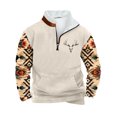thumbnail image 2 of LEBONYARD Sales Hoodies for Men,Men Casual Hoodie Retro Ethnic Printed Stand-up Neck Zipper Long Sleeve Tops Wshirts Beige XXL, 2 of 3