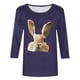 thumbnail image 4 of Xuyuer Ladies' Easter Print Round Neck Three Quarter Sleeve 3/4 Sleeve T-shirt Loose Tops Casual Loose Fit Crewneck T Shirts Tunic Tops, 4 of 5