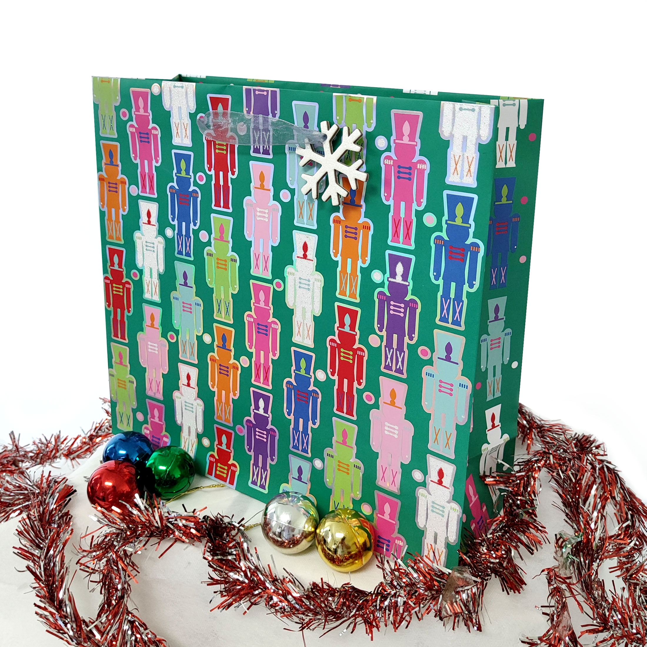 Holiday Time Christmas Printed Paper Gift Bag, 1 Count, Nutcrackers, HOLIDAY TIME PL 1PK LGSQ NTCRKRS BAG