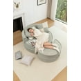 thumbnail image 4 of Chaise Lounge Chair Indoor with Ottoman, Oversized  Sleeper Chair with 5 Pillows, Velvet Upholstered Sofa Bed for Living Room, Green, 4 of 10