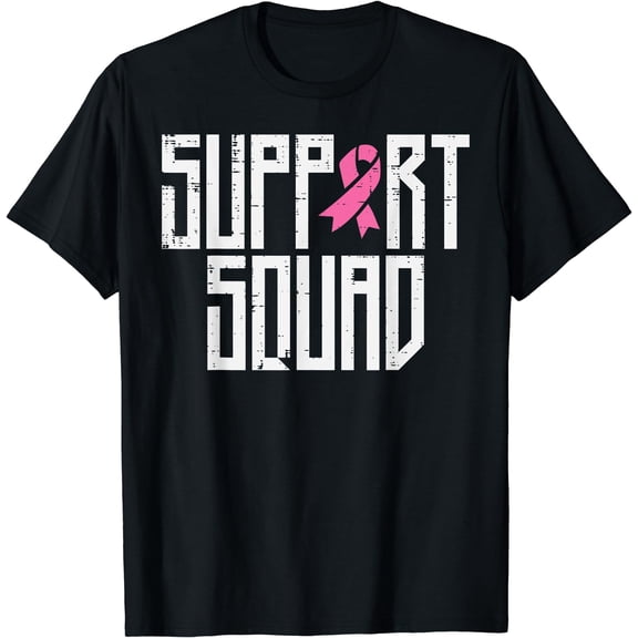 Support Squad Pink Ribbon Family Breast Cancer Awareness T-Shirt