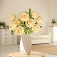 thumbnail image 4 of Artificial Silk Rose With Vase Flowers Wedding Flowers Bouquets Arrangement Home Centerpiece Table Decoration, 4 of 7