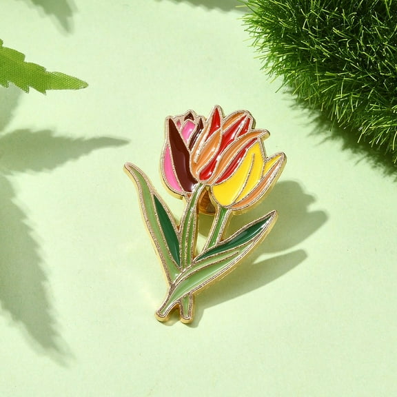 Tulip Enamel Pins Alloy Brooches for Backpack Clothes Colorful 34.5x24x10mm