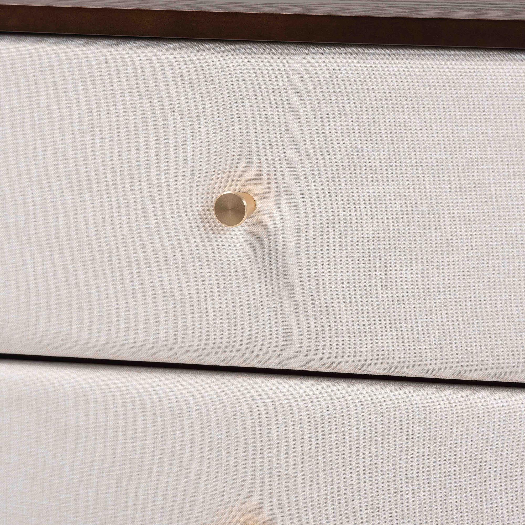 Baxton Studio Nikolai Mid-Century Nightstand, 2-Drawer, Beige