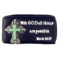 thumbnail image 3 of Western Embroidery Scripture Women Rhinestone Cross Bible Verse Handbag Wallet in 23 Colors, 3 of 7
