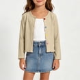 thumbnail image 6 of Fancifize Girls Knit Cardigan Kids Henley Long Sleeve Button Down Cute Shirts for Spring Fall Casual Tops,Beige, 6 of 8