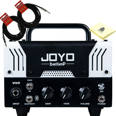 JOYO Bantamp VIVO Mini 20W Distortion Channel Pre Amp Tube Hybrid Guitar Amp head with Built in Cab Speaker Amp Simulation and Bluetooth Wireless Connectivity with 2 Instrument Cable and Polishing