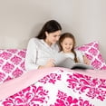 thumbnail image 5 of Erosebridal Baroque Gothic Print Bedding Full Comforter Set,Blue Boho Floral Down Comforter,White Pink Jacquard Bedding Sets Full with Comforter,Super Cozy Room Decorative Reversible,3 Pieces, 5 of 8