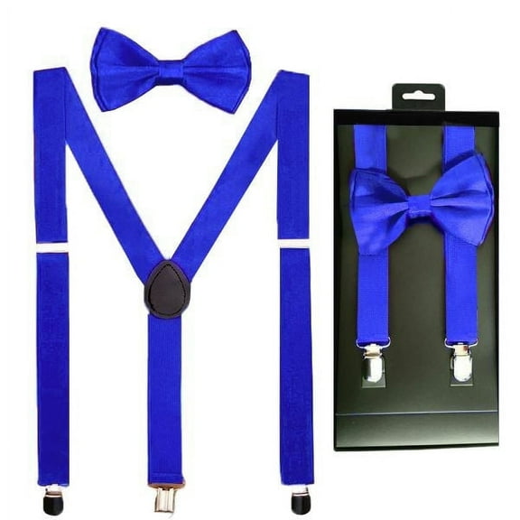 KC Men√¢¬Ä¬ôs Dressy Suspenders and Bow Tie Set, Adjustable, Blue