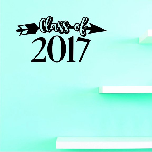Custom Decals Class Of 2017 Wall Art Size: 10 X 20 Inches Color: Black