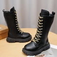 thumbnail image 6 of Kids Fashion Mid Calf Combat Boots Lace Up Side Zipper Non Slip Boots for Winter Everyday Wear, 6 of 9