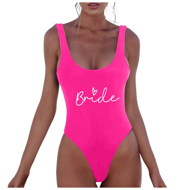 MKLEKYY Trajes De Baño Mujer Curvy Women Fashion Letter Print Piece Swimsuit Sexy Bikini Swimwear Bathing Sleeveless Backless Swimsuit 1702