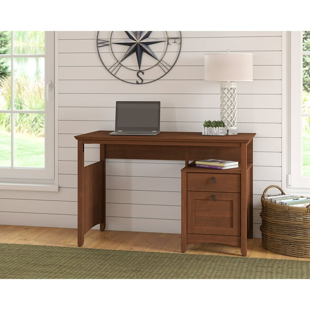 Bush Furniture Buena Vista Computer Desk with Drawers in Serene Cherry