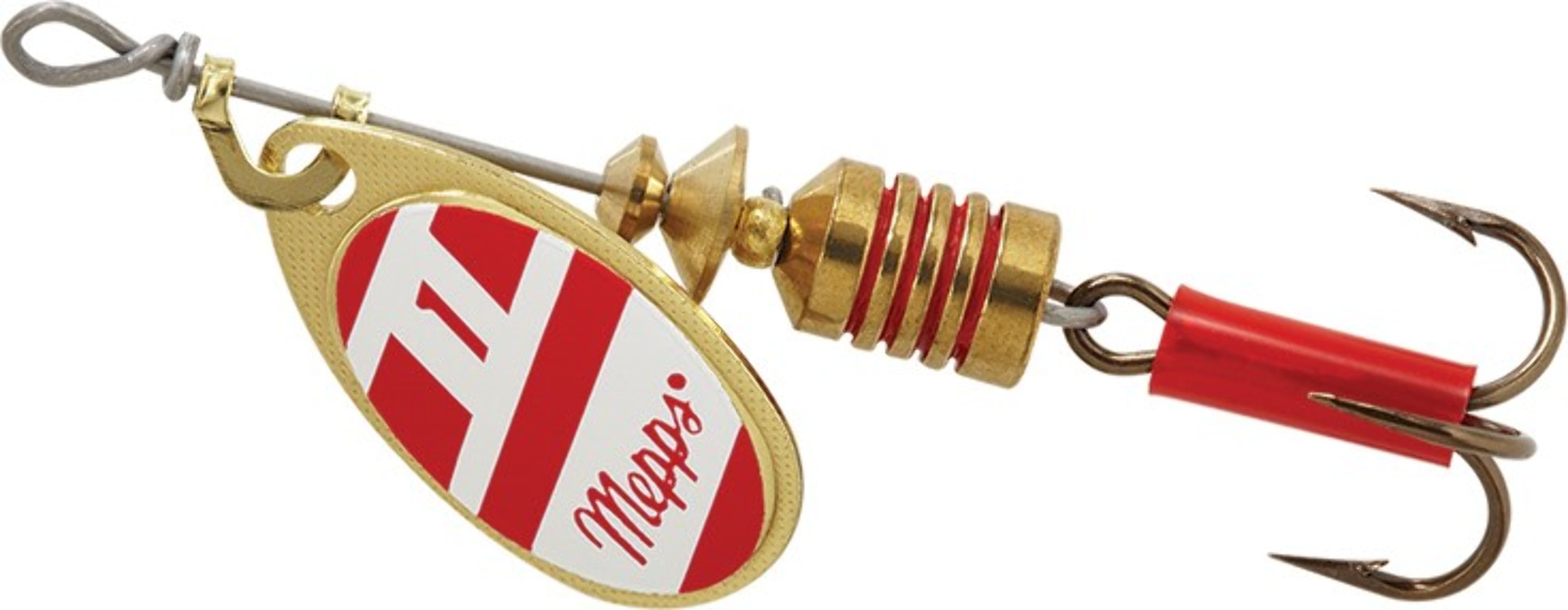 (2 pack) Mepps Plain Aglia Inline Spinner, 1/8 oz, Red and White