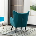 thumbnail image 4 of Velvet Accent Chair for Living Room, SYNGAR Comfy Upholstered Leisure Chair with Soft Arm and Back for Bedroom, Modern Velvet Vanity Chair for Makeup Room, Arm Chair with Solid Wood Legs, Green, D4064, 4 of 8