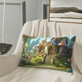 thumbnail image 5 of Gukieu Cute Mushroom Town A Print Plush Pillow Cover, Hidden Zipper Pillow Protector without Pillow Core, Suitable for Bedroom, Office, Car Decoration-14"x20", 5 of 6