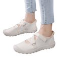 thumbnail image 3 of Siilsaa Womens Black Sneakers Wide Fashion Sneaker Walking Lace-up Running Shoes Beige,8, 3 of 5