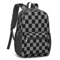 thumbnail image 2 of Gray and Black Checkered Pattern 17" School Backpacks for Teens,Waterproof Oxford Fabric,S-Shape Padded Straps for School,Travel,Hiking,Camping, 2 of 6