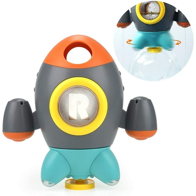 ZECATL Bath Spinning Sprinkler Rocket Fountain Toy for Toddlers (Blue Grey)