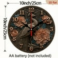 thumbnail image 3 of 2D Flat 1pc 10Inch Wooden&nbsp;Vintage Farmhouse Style Wooden Wall Clock with Large Easy-to-Read Black Hands Brown Face - Round Large Face, Golden-Toned Numbers, Silent Non-Ticking, 3 of 7