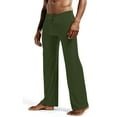 thumbnail image 3 of QATAINLAV Men's Lounge Pants Casual Elastic Waist Drawstring Sleep Bottoms Solid Straight Leg Pajama Pant Milk Silk Yoga Trousers, Army Green, XXL, 3 of 8