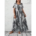 thumbnail image 4 of Summer women's casual round neck tie dye printed long skirt plus size dress, 4 of 5