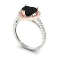 thumbnail image 2 of Halo Engagement Ring for Women - 2.285ct Natural Onyx in 18K White/Rose Gold Promise Ring, 2 of 6