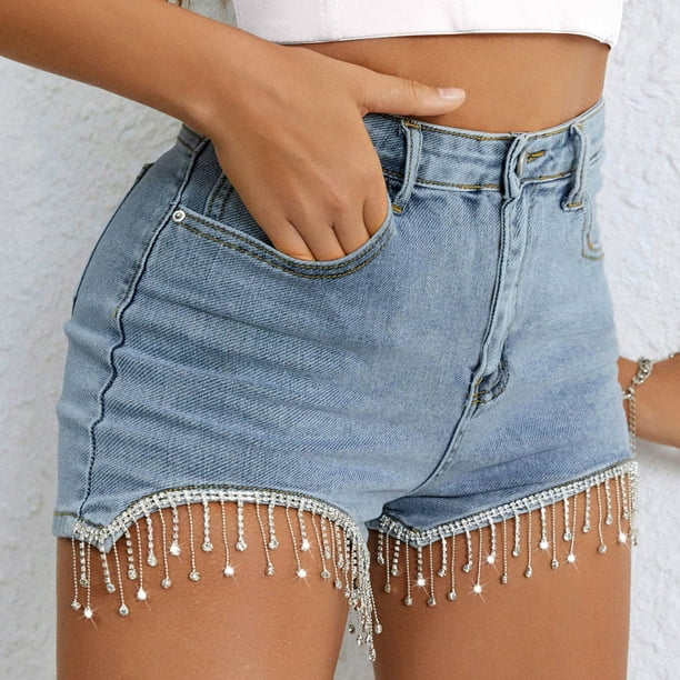 Womens Ripped Jean Shorts Washed High Waist Buttons Wide Leg Denim Shorts  Stretchy Casual Distressed Summer Shorts