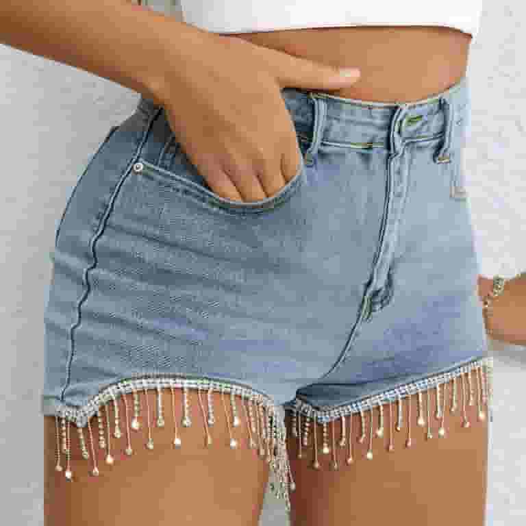 全信頼を寄せる YYDGH Women's Trim Fringe Rhinestone Waisted High Summer Clothing
