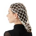 thumbnail image 2 of T-HOTLYST Elegant Handmade Crochet Snood Hair Net Turban Hat for Women with Pearls Bead Decoration Great for Weddings and Parties, 2 of 18
