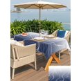 thumbnail image 4 of Outdoor Tablecloth with Umbrella Hole and Zipper, Blue Geometric Rectangle Table Cloth 54x80 Inch Waterproof Tablecloth, Modern White Stripe Abstract Distortion Art Picnic Table Cover for Patio, 4 of 7