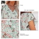 thumbnail image 4 of Blusas de mujer Casual Boho Estampado floral Cuello en V Manga corta Camisas sueltas elegantes Tops Verde XL, 4 of 5