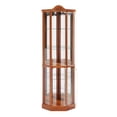 thumbnail image 6 of Pouseayar Lighted Corner Display Curio Cabinet Wooden Curved Shelving Unit with Tempered Glass Door, Bar and Liquor Storage Area with 6 Shelves, 6 of 17