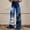 Blue, variant on Womens Wide Leg Pants Elastic Landscape Painting Printed High Waist Pants Lightweight Casual Pant Summer Green