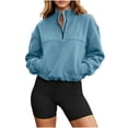 thumbnail image 4 of Admvng Womens Half-Zip Cropped Sweatshirt Long Sleeve Pullover Active Tops with Drawstring Hem, 4 of 8