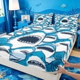 thumbnail image 4 of meiyoeat Cute Shark Bed Sheets,Kawaii Ocean Animal Full Size Sheets For Boys Kids,4pcs, 4 of 6