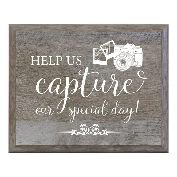 LifeSong Milestones Barnwood Wedding Party Sign Plaque - Our Special Day Camera
