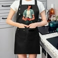 thumbnail image 2 of 2 Pack Adjustable Bib Apron with Cartoon Character Design - Black Apron with Pocket & Name " M C " - Perfect for Cooking Baking and Chef Use for Men & Women, 2 of 6