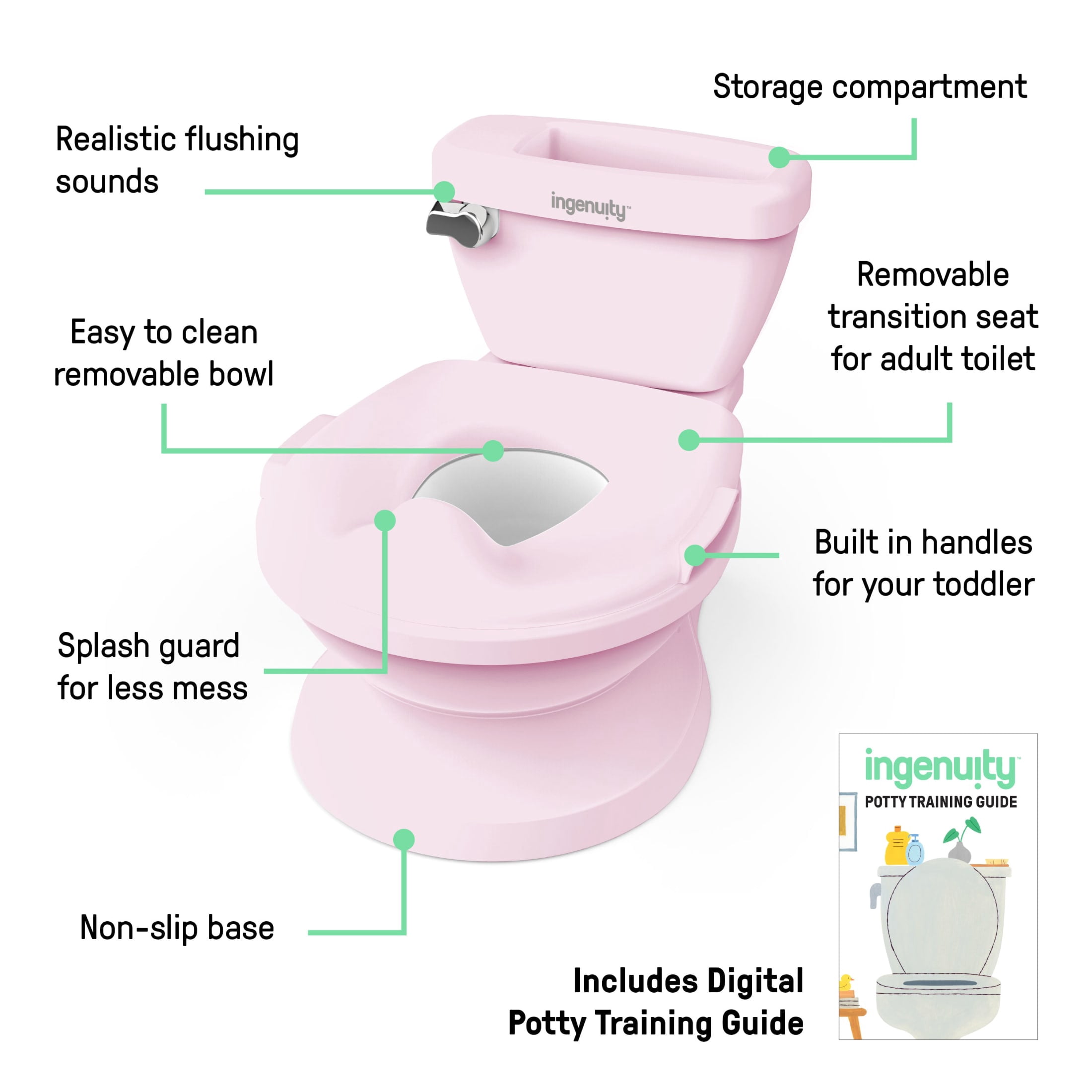 Ingenuity My Size Potty Chair and Training Toilet for Toddlers, Pink