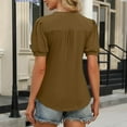thumbnail image 6 of Summer Tops For Women Sevevn Women's Casual Solid Color V-Neck Short Sleeve Blouse, 6 of 7