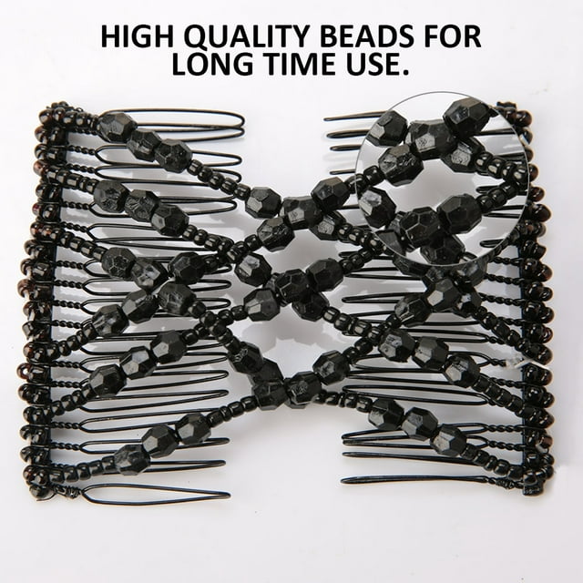 Magic Hair Comb Clip Beads Stretchy Double Comb Hair Disk, Plastic, Fashionable Design, Suitable for All Hair Types Magic Hair Comb Clip Beads Stretchy Comb Double
