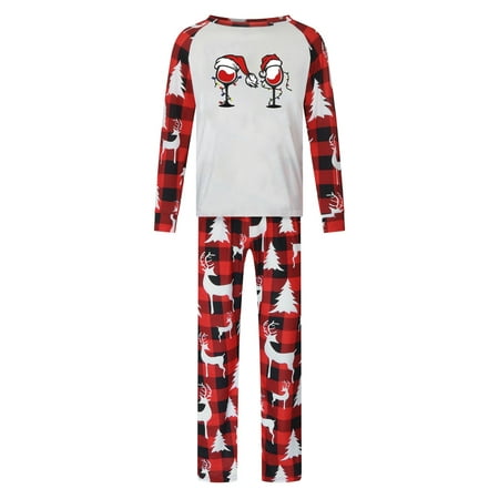 

AnuirheiH Xmas Pjs Set Men Dad Printed Blouse Round-Neck Tops+Pants Family Matching Pajamas Set Sale on Clearance