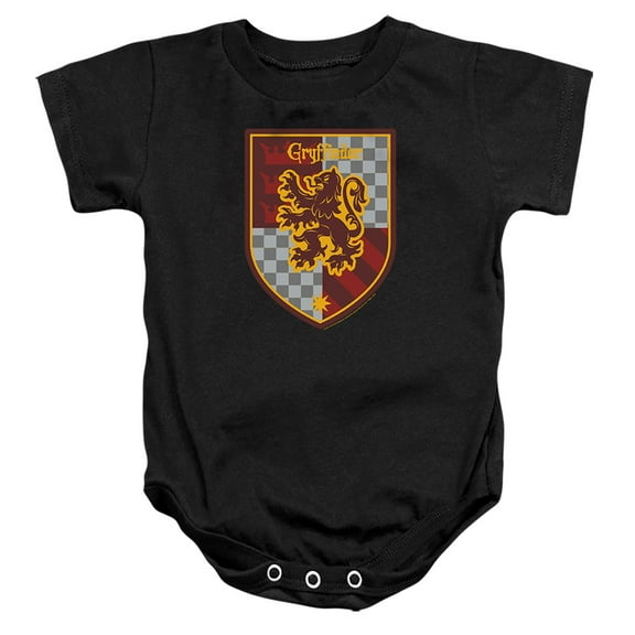 Harry Potter Gryffindor Shield Crest Unisex Infant Snap Suit for Baby (12 Months) Black