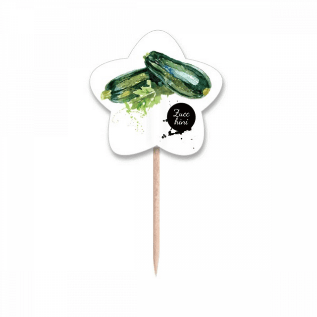 Zucchini Vegetable Tasty Healthy Watercolor Toothpick Flags Star Lable Cupcake Picks