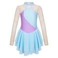 thumbnail image 3 of ZDHoor Girls Long Sleeve Ballet Skirted Dance Leotard Shiny Rhinestone Figure Ice Skating Dress Light Blue 16, 3 of 7