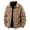 Khaki, variant on Men's Fleece Lined Jacket Solid Color Lapel Collar Zipper Front Long Sleeve Warm Casual Lightweight