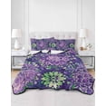 thumbnail image 3 of Purple Green Flowers Twin Size Down Alternative Comforter, Lightweight Comforter Quilt Bedding Set with Pillow Shams Watercolor Vintage Botanical All Seasons Bed Comforter Duvet Insert 68"x86", 3 of 7