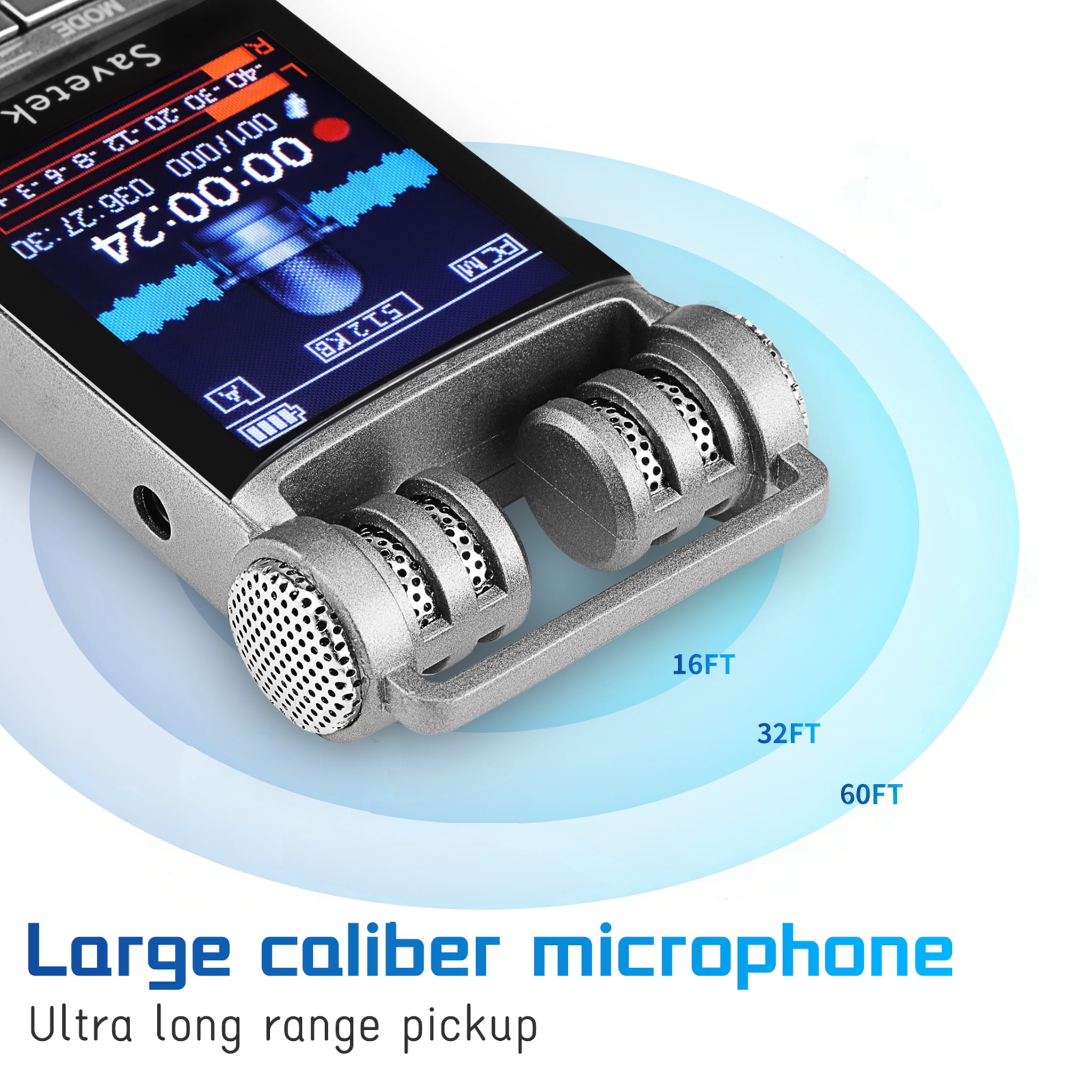 Professional Voice Activated Digital Audio Recorder  8GB USB Pen Non-Stop 100hr Recording PCM 1536Kbps External Microphone Password Protection